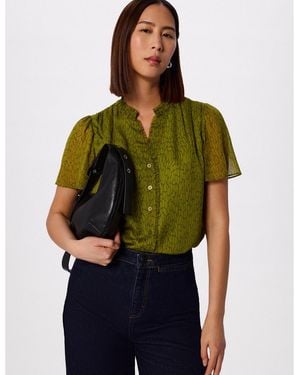 Whistles Dragonfly Short Sleeve Blouse - Green