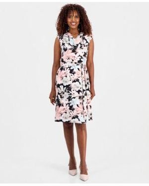 Kasper Floral Cowlneck Sheath Dress - White