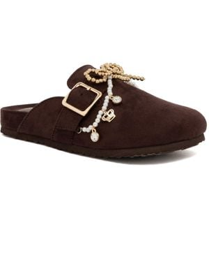 Juicy Couture Docile Embellished Round-toe Clogs - Brown
