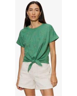 Sanctuary Tie Front Crewneck Short Sleeve T Shirt - Green