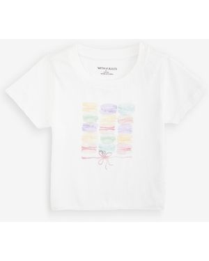 With Jules Big Girl Macaron Graphic Tee - White