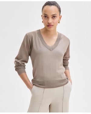 INC International Concepts Petite V-neck Sweater - Gray