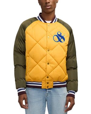 Scotch & Soda Yrachie Color Block Quilted Varsity Bomber Jacket - Yellow