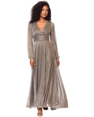 Betsy & Adam Petite V-neck Gown - Brown