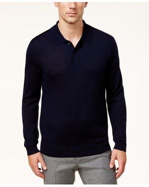 Club Room Merino Wool Blend Polo Sweater - Blue