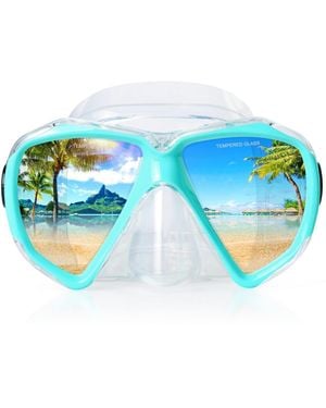 Gnuadz Snorkel Mask Panoramic Hd Anti-fog Tempered Glass - Blue