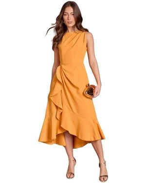 Coast Crepe Ruffle Low Back Dress - Orange