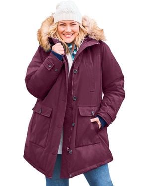 Woman Within Plus Size The Arctic Parka - Purple