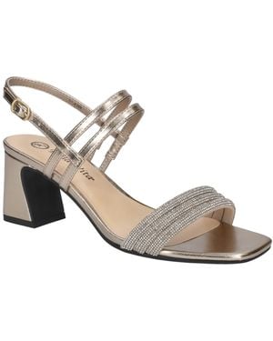Bella Vita Majesty Square Toe Block Heel Sandals - Metallic