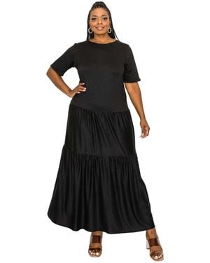 L I V D Plus Size Jourdan Tiered Maxi Dress - Black