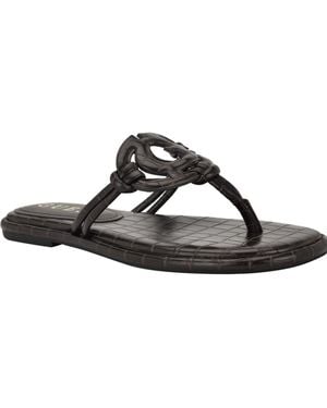 Guess Saime Embellished G Cutout Flat Thong Sandals - Black