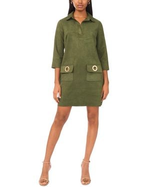 Msk 3/4 Sleeve Grommet Pocket Dress - Green
