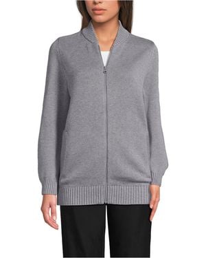Lands' End Legacy Full Zip Cardigan - Gray
