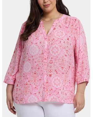 NYDJ Plus Size Pintuck V-neck Top - Pink