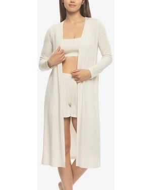 Felina Lena Modal Linen Cardigan Robe Style 910226 - Natural