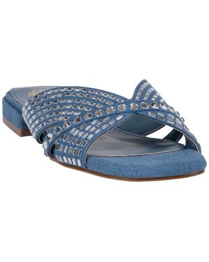 Gc Shoes Elara Rhinestone Crisscross Flat Sandals - Blue