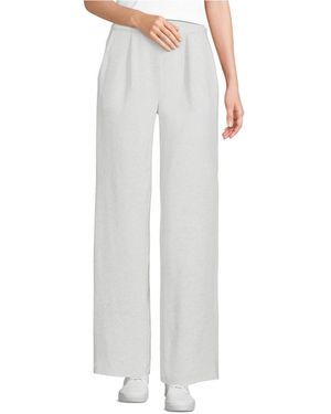Lands' End Tall Sport Knit High Rise Pleated Wide Leg Pants - White
