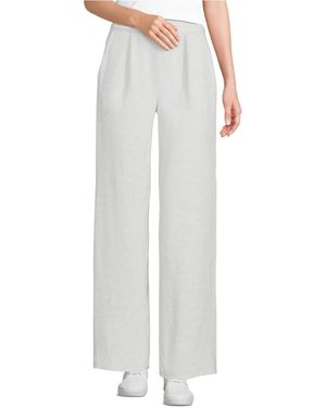 Lands' End Sport Knit High Rise Pleated Wide Leg Pants - White
