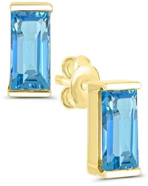 Macy's Swiss Topaz Emerald Cut High-polished Stud Earrings (3/4 Ct. T.w. - Blue