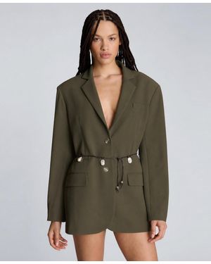 Kenneth Cole Notch Lapel Collar Boyfriend Blazer - Green