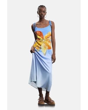 Desigual Printed Long Dress - Blue