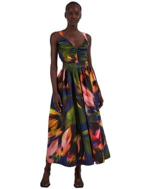 Karen Millen Blurred Floral Taffeta Maxi Dress - White