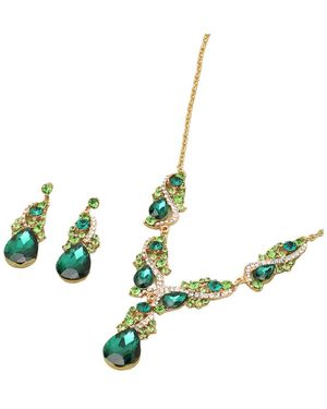 SOH Green Stones Jewelry Set