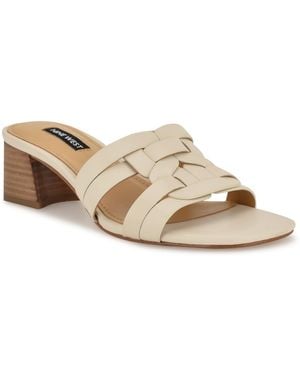 Nine West Gennie Block Heel Dress Sandals - White