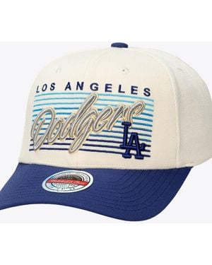 Mitchell & Ness And Los Angeles Dodgers Retro Lines Stretch Snapback Hat - White