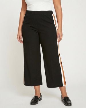 UNIVERSAL STANDARD Plus Size Wide Leg Stripe Ponte Pant - Black