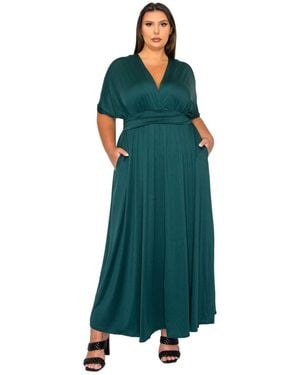 L I V D Plus Size Raffi Empire Waist Pocket Maxi Dress - Green