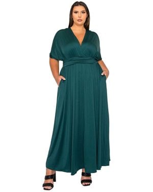 L I V D Plus Size Raffi Empire Waist Pocket Maxi Dress - Green
