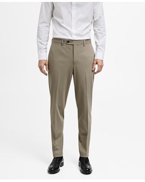 Mango Slim-fit Suit Pants - Natural