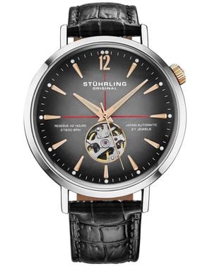 Stuhrling 1021 Quasar Skeleton Automatic 42mm Watch - Gray