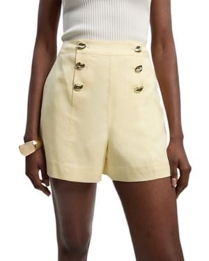Karen Millen High-waisted Tailored Button-front Shorts - Natural