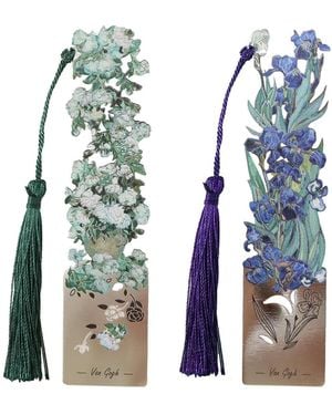Gnuadz Metal Bookmarks Retro Oil Painting Tassel - Blue