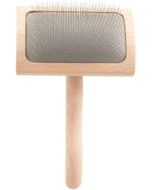 Aronkl Slicker Dog Brush Stainless Steel Pins Beechwood Handle Lightweight Groom Like Pro - White