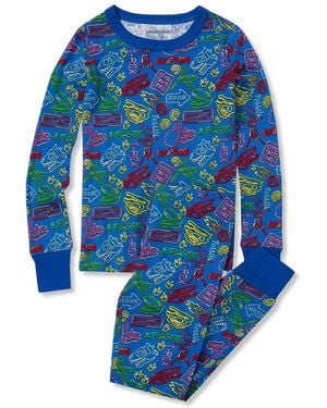 Lands' End Kids Long Sleeve Top And Bottom Snug Fit Pajama Set - Blue