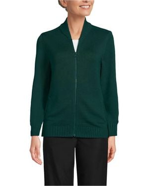 Lands' End Legacy Full Zip Cardigan - Green