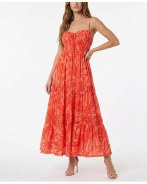 Taylor Printed Sweetheart Neck Pull-on Dress - Red