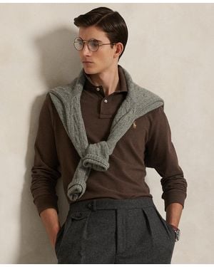 Polo Ralph Lauren Classic Fit Long Sleeve Mesh Polo - Brown