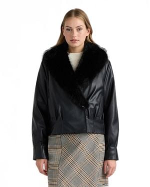 NVLT Leather Bomber Jacket - Black