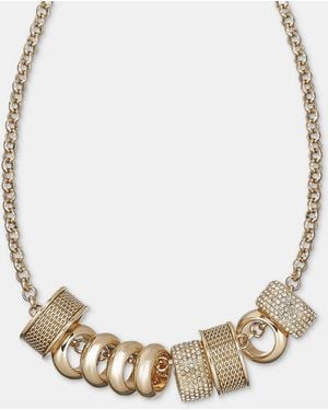 DKNY Karl Lagerfeld Paris Pave Rondelle Charm Statement Necklace - Metallic