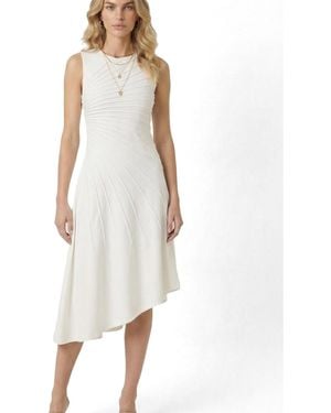 Modenaire Sleeveless Asymmetrical-hem Midi Dress - White