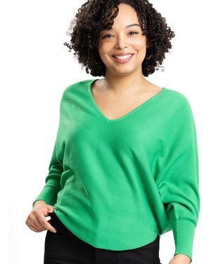 Caldwell Collection Jennifer V-neck Dolman Sleeve Sweater - Green
