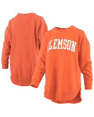 Pressbox Clemson Tigers Melange Poncho Vintage Fleece Long Sleeve Pullover Sweatshirt - Orange
