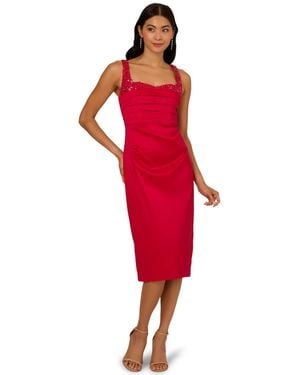 Adrianna Papell Beaded Sleeveless Dress - Red