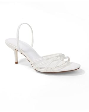 BERNESS Heidy Slingback Knotted Strappy Kitten Heel Sandals - White