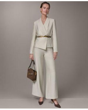 Donna Karan Novelty Belted Jacket Wide Leg Pants - Gray
