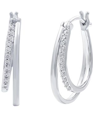 Marsala Diamond & Polished Double Oval Hoop Earrings (1/4 Ct. T.w. - White